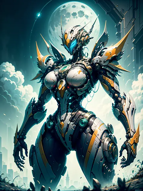 Marine space, Martelo 40,000, mundo em guerra, linda mulher cyberpunk com armadura mecha master chef halo muito detalhado, Mecha...