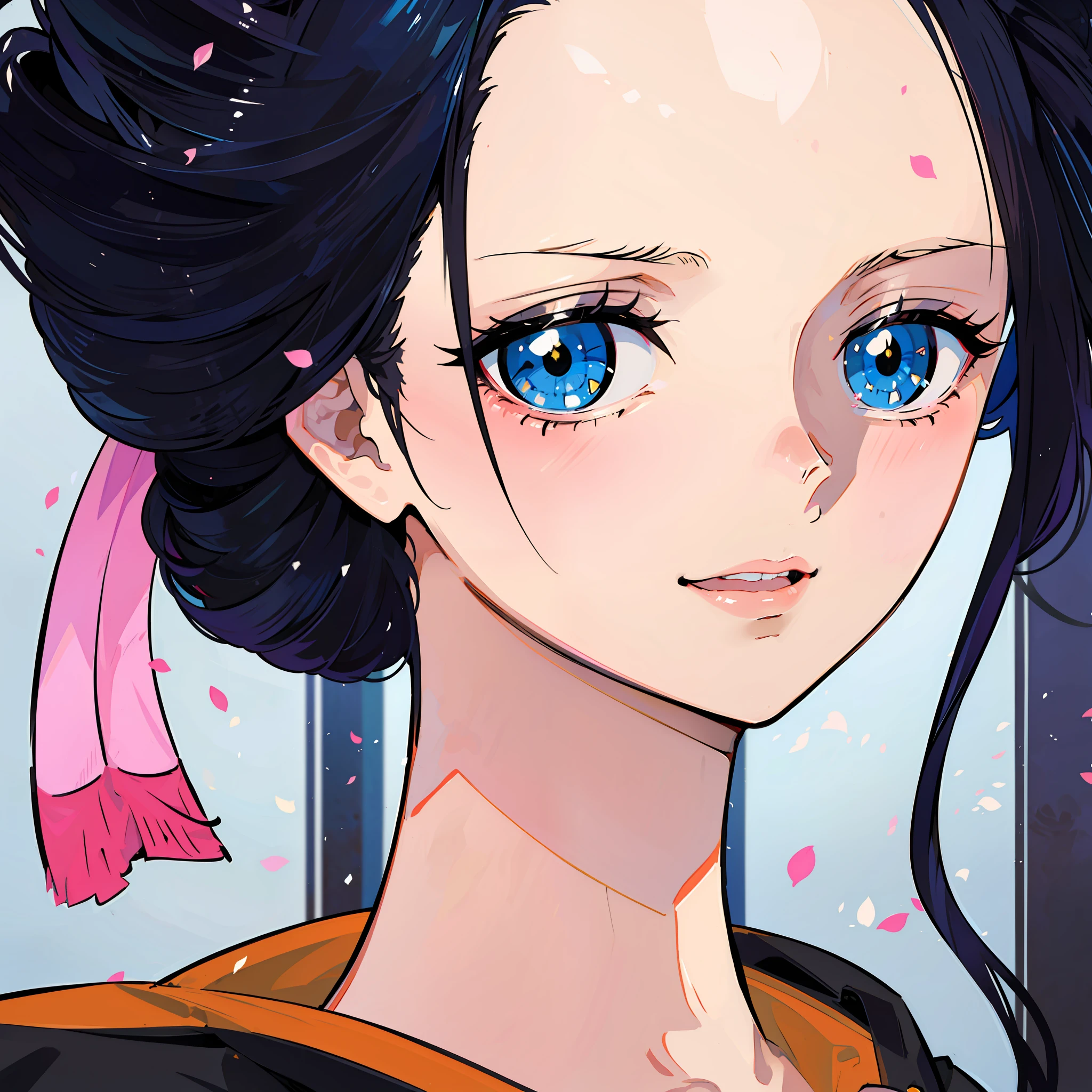 nico robin ((one piece)), (((​masterpiece))), (((best qualityer))), pretty, ((face with a slight cute smile))