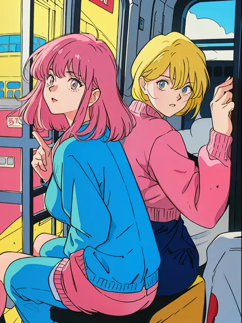 colores pastel apagados, Almas Retro, 1990s anime, 1980s anime, chica, (hotify: 1.2), (heroine: 1.4), (fantasy, bus: 1.4), talla...