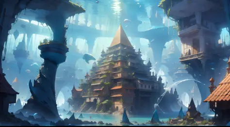 {{{masterpiece}}}, {{{high-quality}}}, {{{8k wallpaper}}}, {{{underwater city reminiscent of ancient egypt}}}, {{{underwater cit...