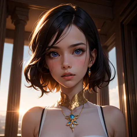 style; 1 extremely beautiful woman with little clothing made of transparent fabric. image quality; hyper realistic, ray tracing,...