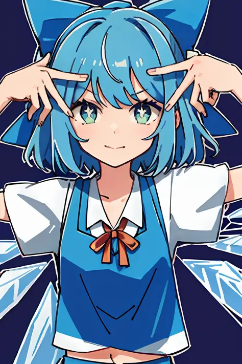 ai's pose， 1girls，cirno