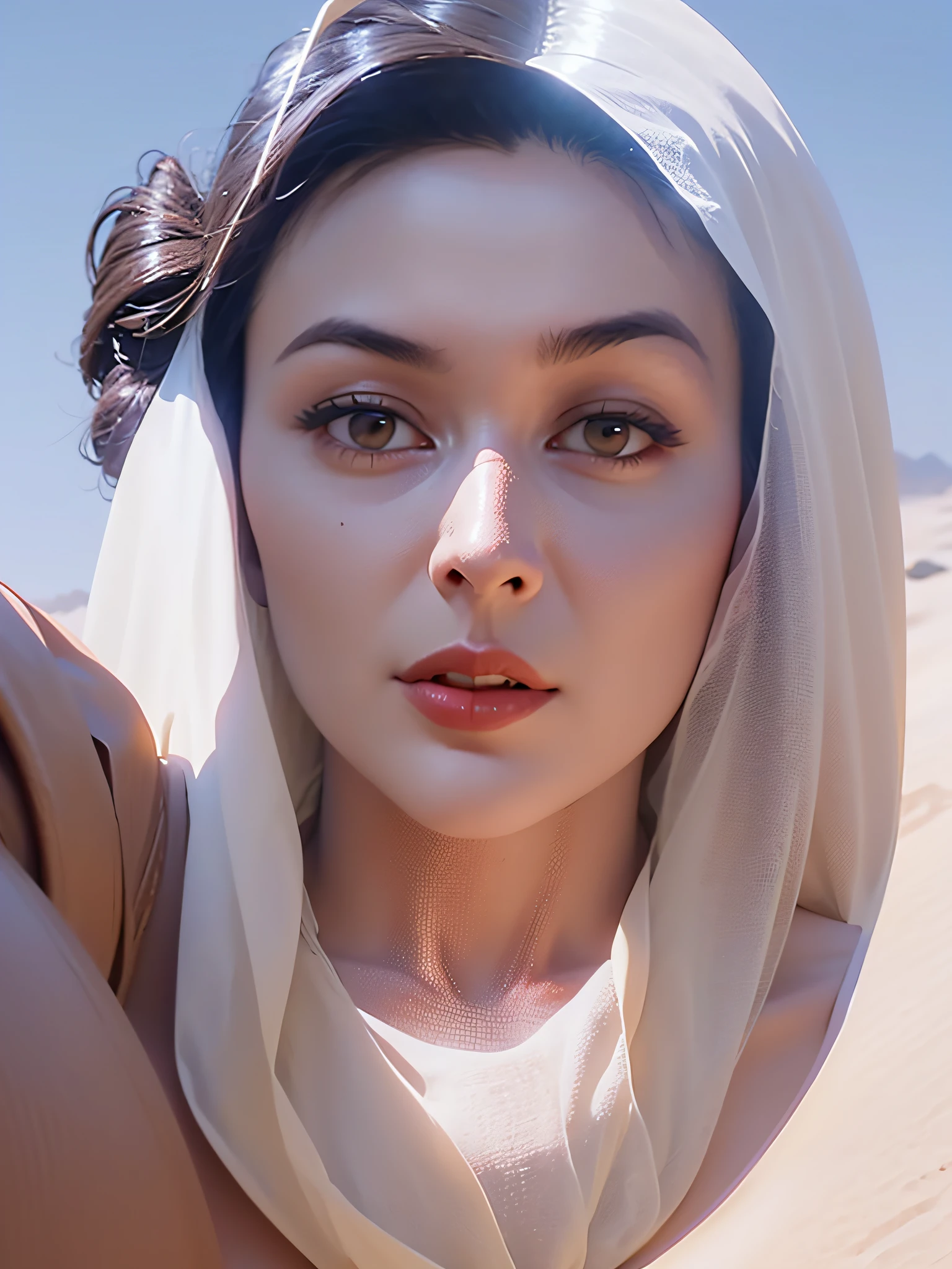 Princesa Egipsia, vestido con pocas ropas doradas, con cabello negro medio y ojos negros, mirada sensual y seductora, en un oasis en medio del desierto y camellos al fondo de la imagen, realismo, arte conceptual, Surrealismo, trazado de rayos, luz reflejada, iluminación cinematográfica, 8k, alta calidad, detalles altos, Súper detalle, mejor calidad --auto