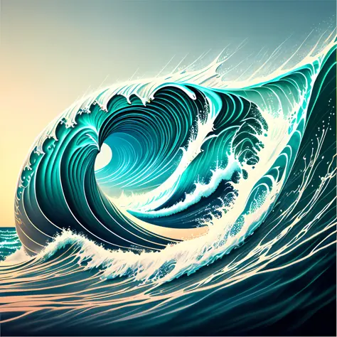 Ocean Wave Logo，Associate traffic with splashes，Small waves converge into huge waves，Logo for abstract images --auto
