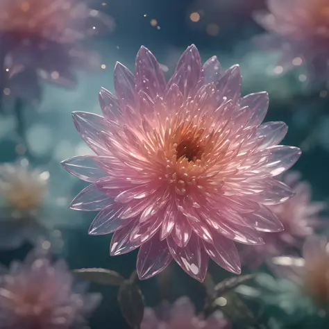 crystal blossom flower,
fantasy, galaxy, transparent, 
shimmering, sparkling, splendid, colorful, 
magical photography, dramatic...