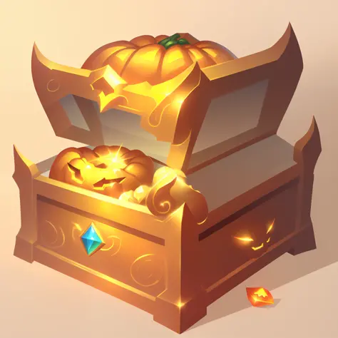 (Masterpiece, Top quality, Best quality, official art, Beautiful Beauty :1.2), (8k, Best quality, Masterpiece :1.2), (((white background,)))
(item/baoxiang), fantasy, treasure box, treasure box with the appearance of pumpkin, Halloween, pumpkin,