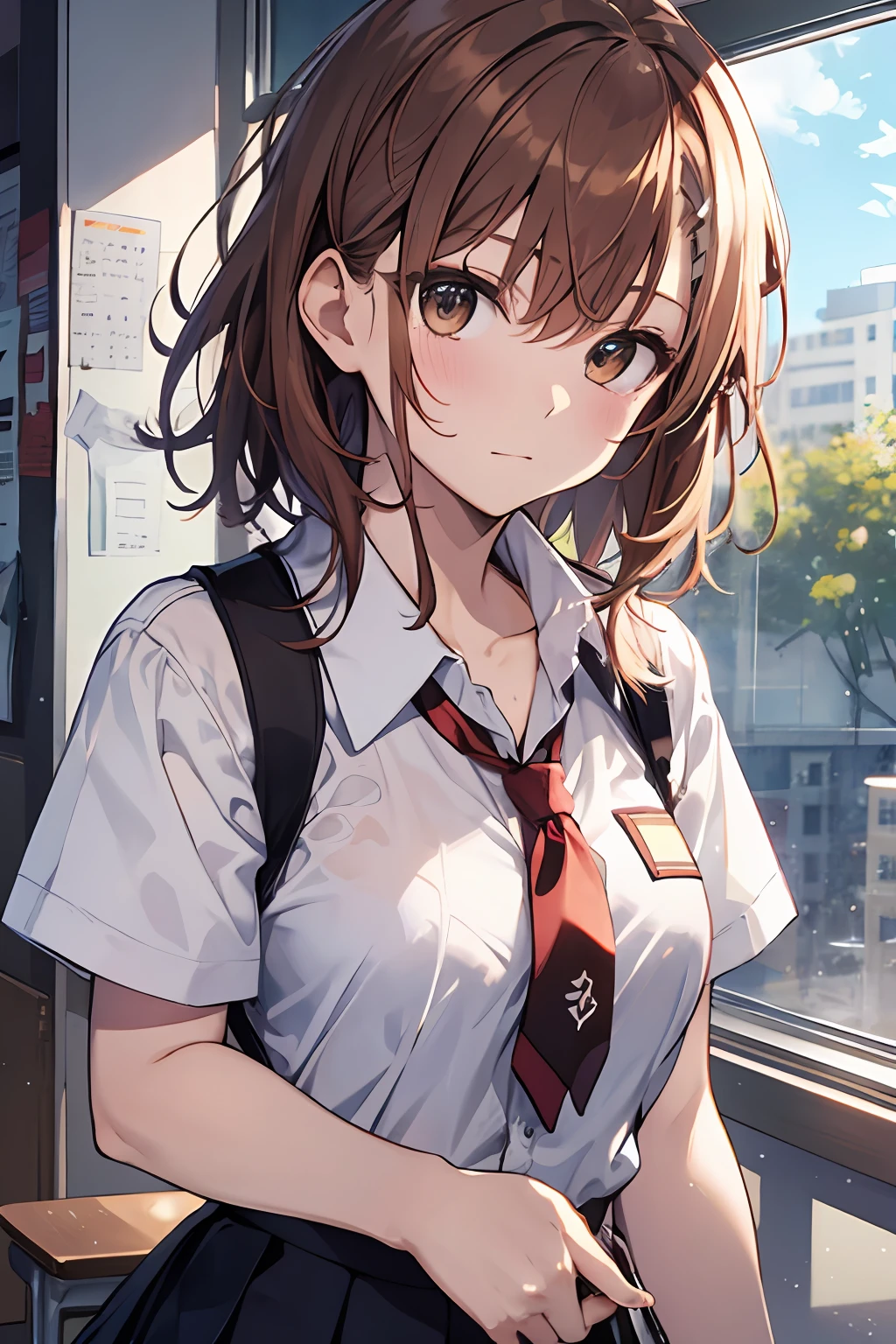 The Masterpiece Best Qualiy Misaka Mikoto Brown Eyess Short Hair Small Breast Looking At