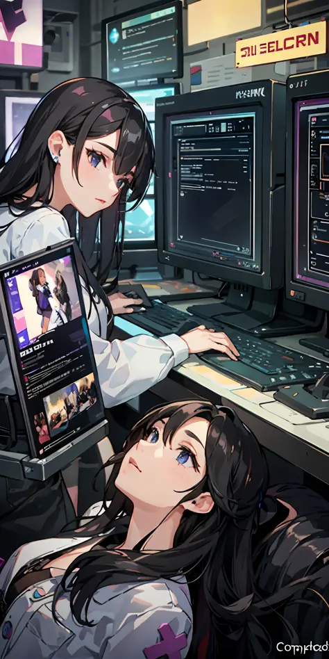 1girl, computers, technology