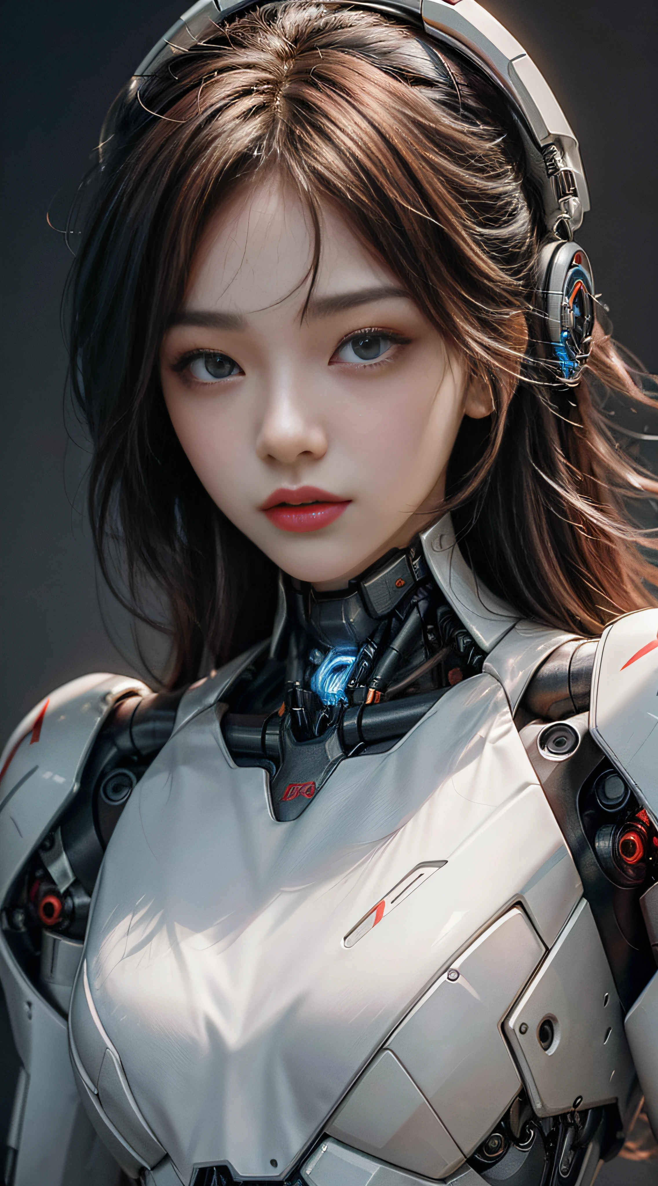 The best illustration, favoring details, close-up, a mecha girl with a ...