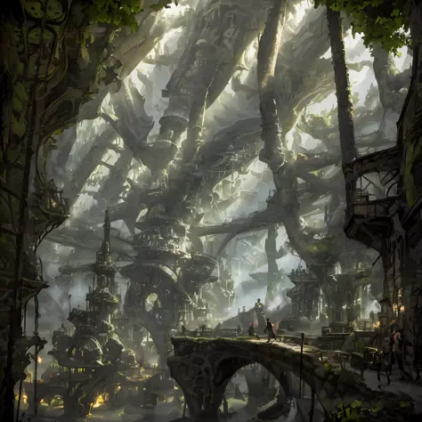 An image depicting a boy exploring a magical place, como uma floresta encantada, onde ele encontra  seus amigos. --auto