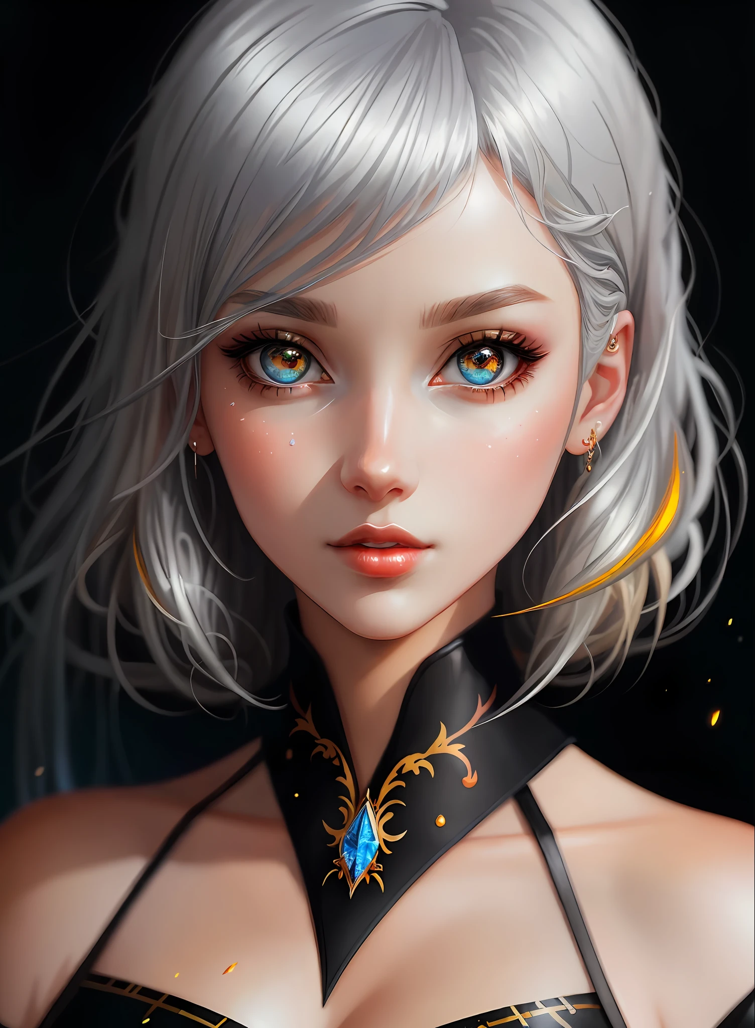 ((best qualiy)), ((The Masterpiece)), ((Realstic)), (full details),anime stile、 (a 1 woman)Close up portrait of cute woman with black hair silver hair blonde、Beautiful and moisturized eyes like crystal clear glass、Face without makeup、4K high-definition digital art、stunning digital illustration、Stunning 8K artwork、colorfull digital fantasy art、Colorful and bright、Beautiful digital artwork、Colorful Digital Painting、digital anime art、Portrait of beautiful and pretty woman、8K HD Digital Wallpaper Art、digitally painting