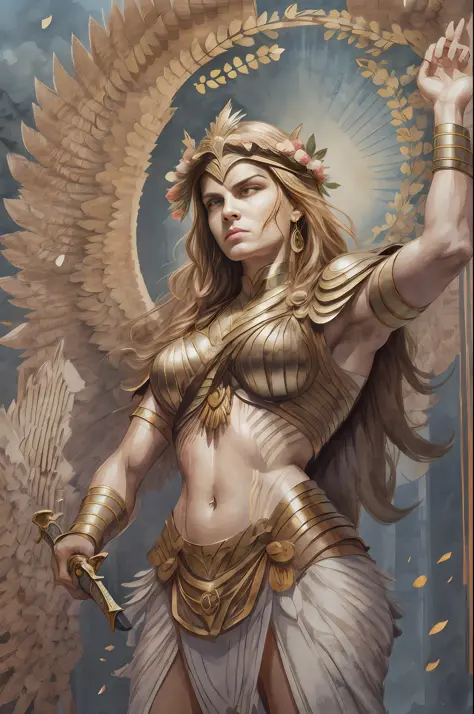 Goddess Nike, laurel wreath, sword in right hand, victory pose, Mount Olympus --auto --s2