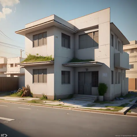 3D model HD rendering, building rendering, right Angle isometric view, 45 degree Angle, (grey background), high detail, film, global lighting, reality lighting, Unreal Engine rendering, Substance 3D, Octane rendering, (hdr:1.3), (Indian ghetto architecture...