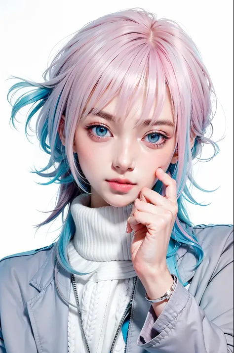 ID photo、realisitic、Transcendent beauty、8K、4K、Pink and blue hair ...