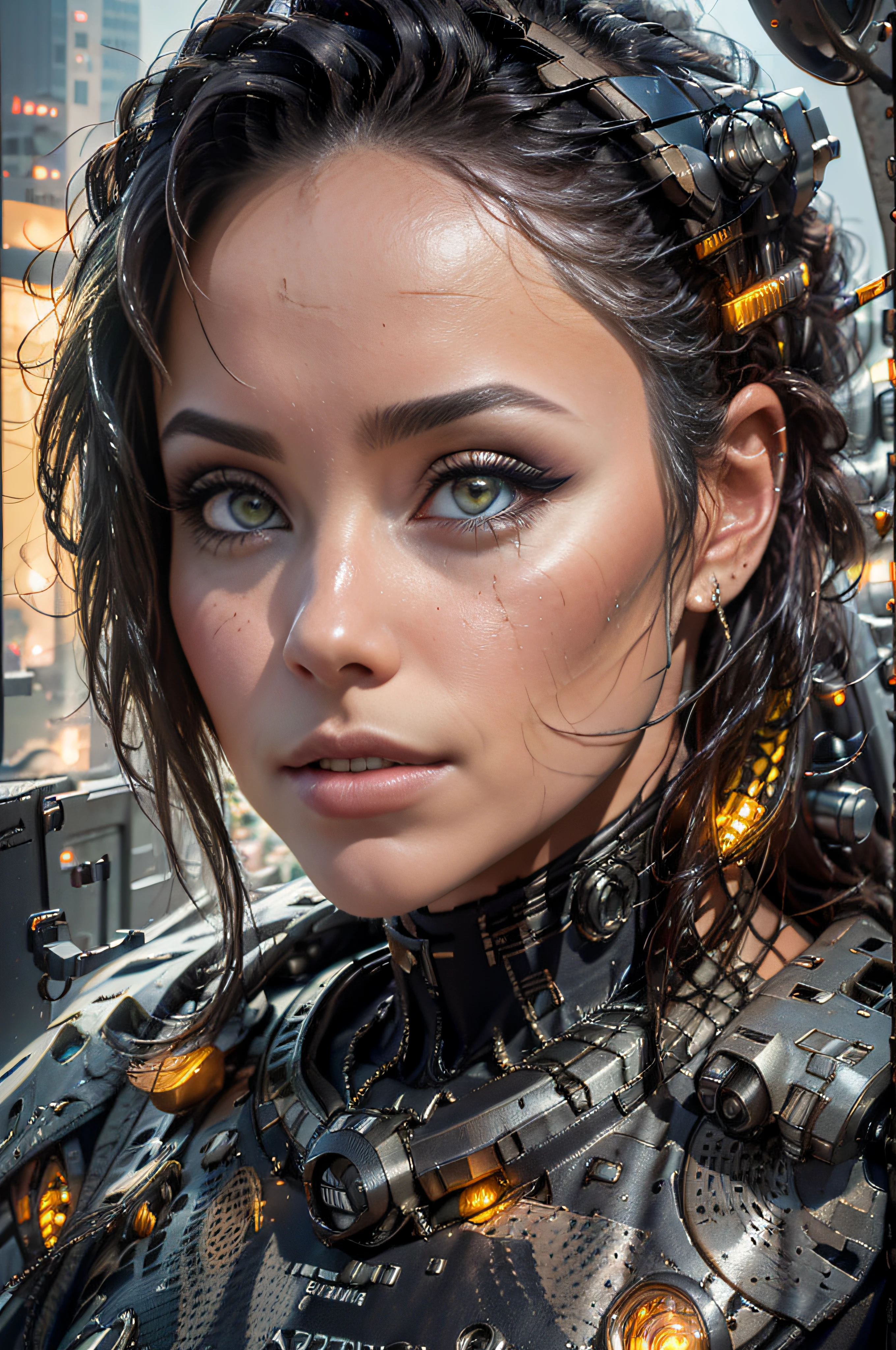 Un hermoso astronauta cyborg Marte, Mujer latina, piernas largas, sci fi, longitud total, ojos detallados, Cara hiperdetallada, complejo, simetrical face, sharp-focus, Perfecto, modelo, primer plano,  texturado, looking into the camera,sci fi, claroscuro, maquillaje profesional, realista, harsh, arenisco, Figura en el marco, Luz Perfectoa