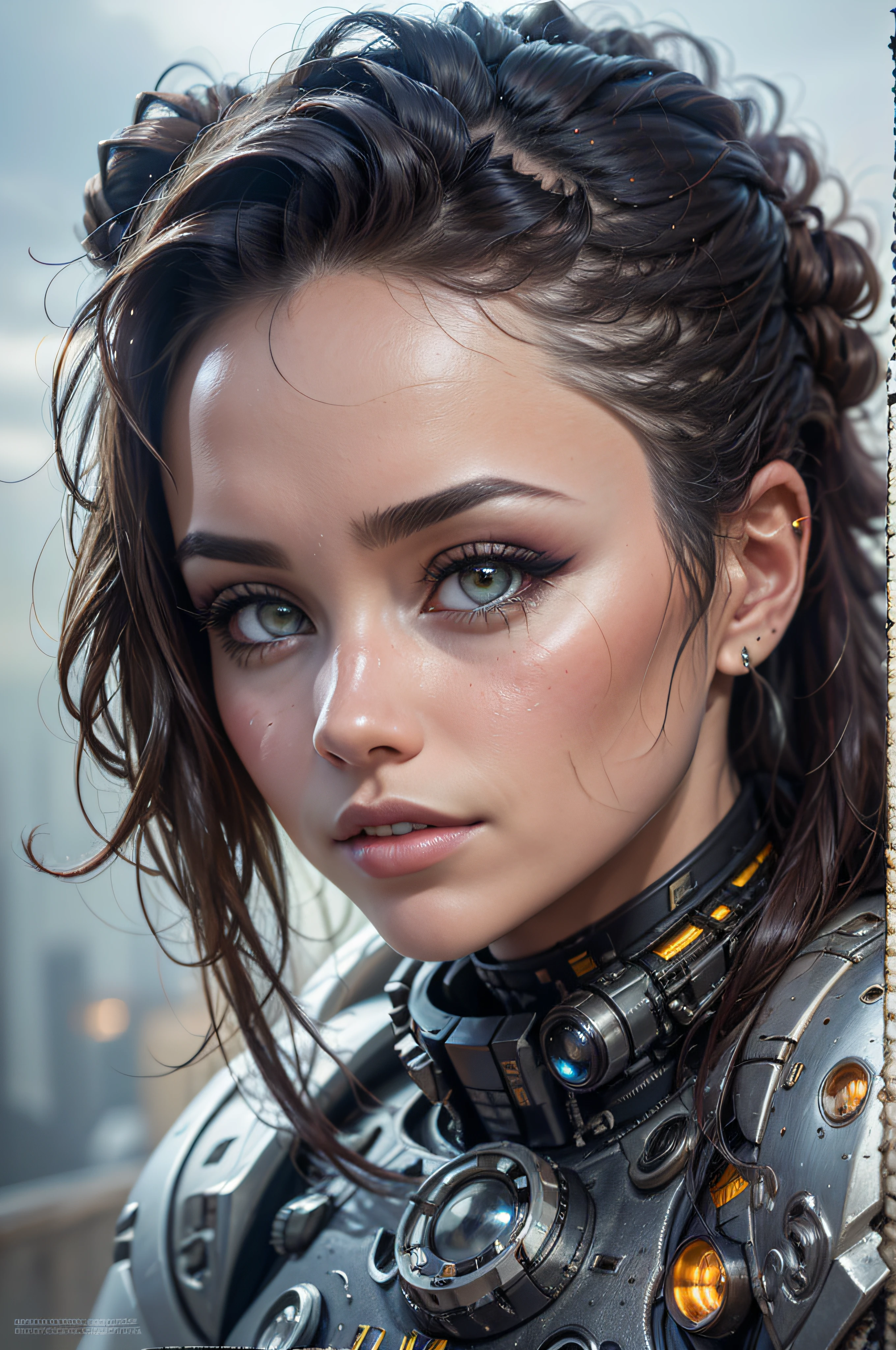 Un hermoso astronauta cyborg Marte, Mujer latina, piernas largas, sci fi, longitud total, ojos detallados, Cara hiperdetallada, complejo, simetrical face, sharp-focus, Perfecto, modelo, primer plano,  texturado, looking into the camera,sci fi, claroscuro, maquillaje profesional, realista, harsh, arenisco, Figura en el marco, Luz Perfectoa