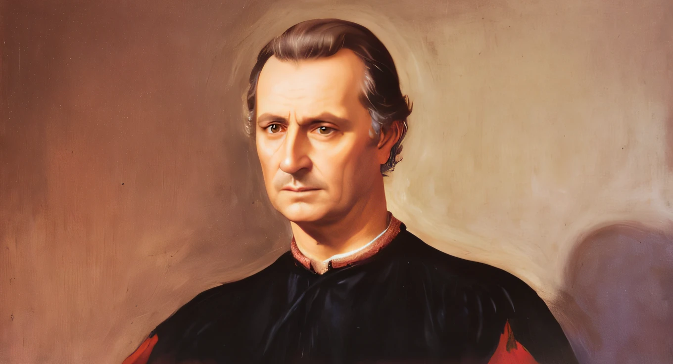 (alta qualidade: 1.3), Filmagem, obra-prima, (sharp-focus: 1.5), (fotorrealista: 1.3), Medium portrait of (um velho escritor, Niccolò Machiavelli looking tired, mas ainda orgulhoso e feroz, now the leader of his village , vestido com cota de malha elaboradamente detalhada, algumas tochas queimam nas paredes, giving the scene a somber atmosphere, but sculpting the shapes in crisp chiaroscuro), It's night, (pele altamente detalhada), (rosto detalhado), fundo detalhado, dark lighting, twilight lighting, Volumetric lighting, detalhes complexos, UHD,