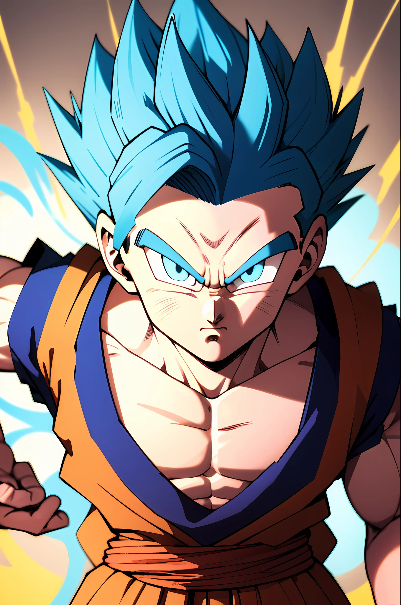 Das Meisterwerk，Brauchen，Son Gohan Super-Saiyajin,Wilde Augen，blaue Augen，glühend mit，Blaue Haare