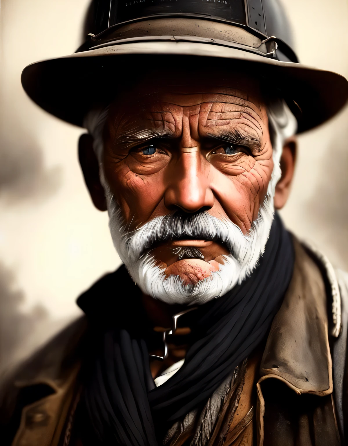 a portrait of an old coal miner in 19th century, beautiful painting with highly detailed face by greg rutkowski and magali villanueve, trending on artstation, sharp focus, studio photo, intricate details, highly detailed, by greg rutkowski