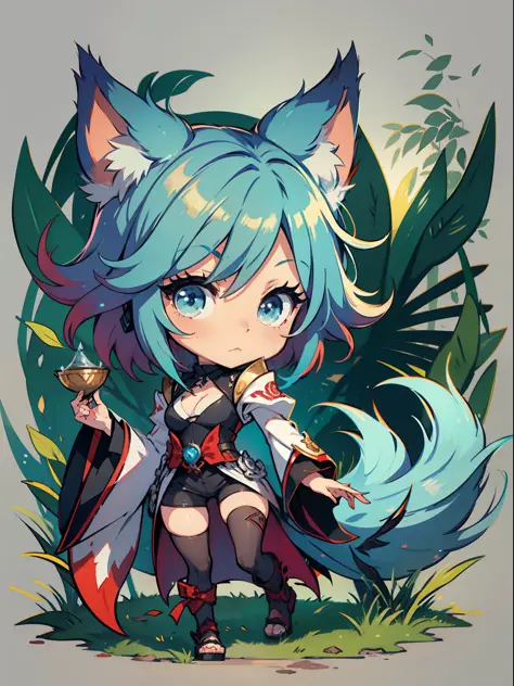 league of legens ahri, big ass, short height, chibi style