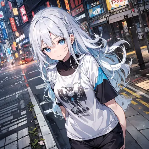 ((beste Quality、8K、Masterpiece))Anime characters with long gray hair and blue eyes、anime visual of a young woman、Today's featured anime stills、white haired deity、Official Art、Anime visuals of cute girls、popular isekai anime、Tsuaii、Marisa Drizzle、Animated M...