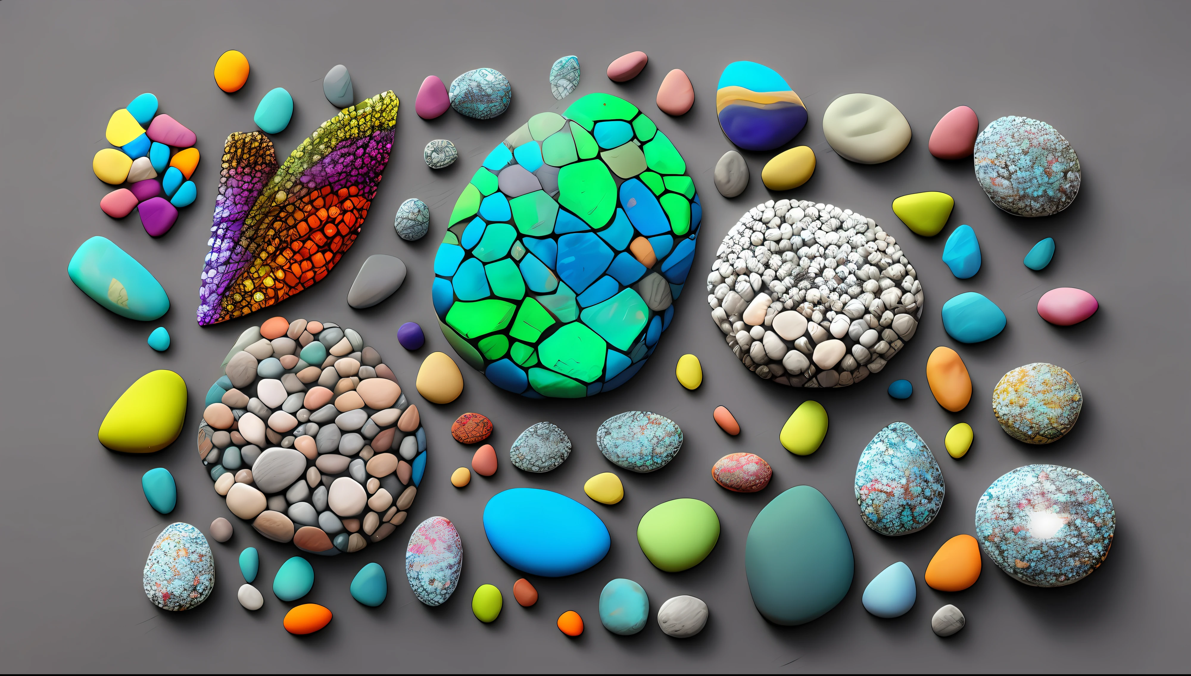 Cristales piedras preciosas minerales de colores primer plano 3d render  ilustración