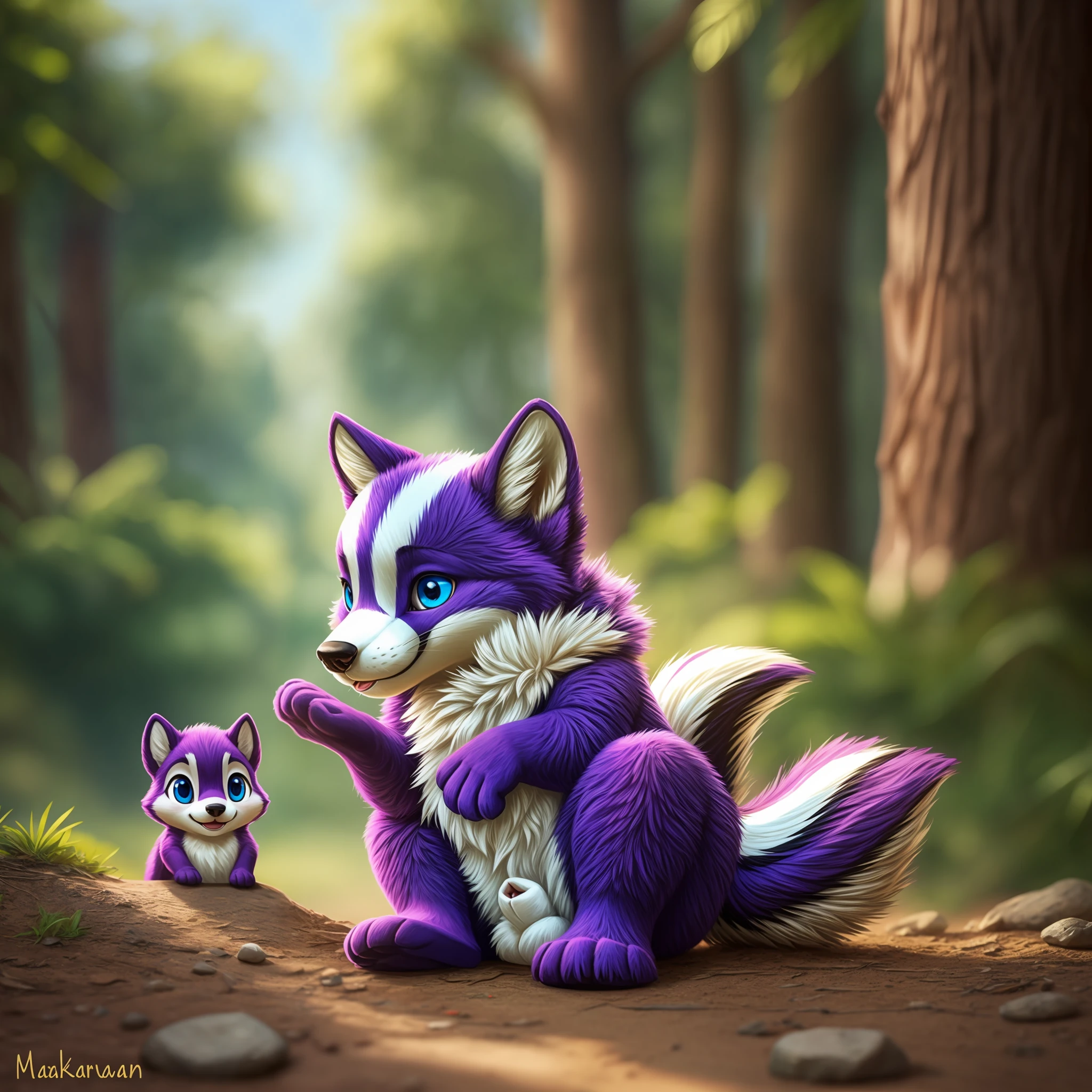 purple fur, skunk, small, smol, adorable, cute, sheath, purple toot