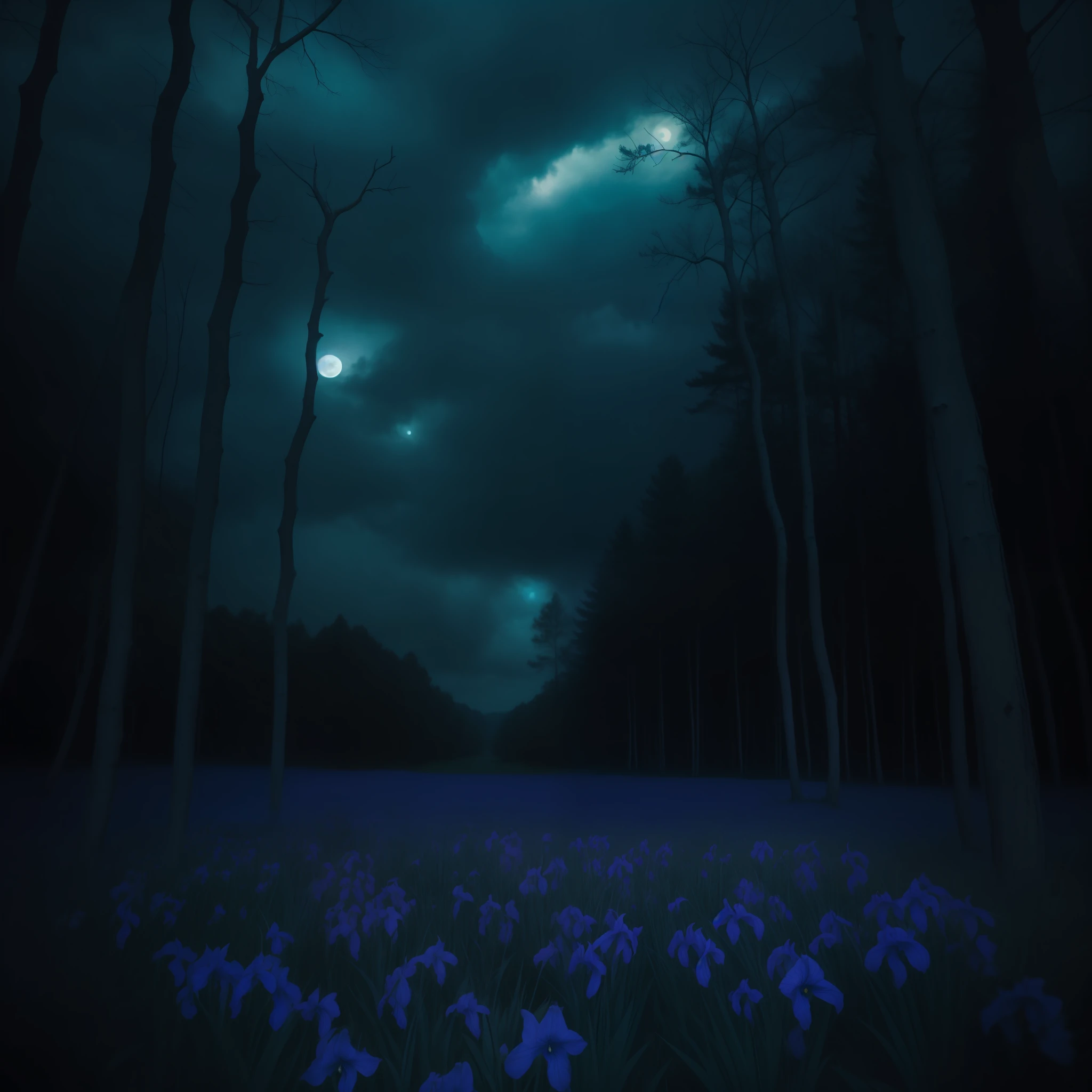 Blue iris color filter, pretty haunting landscape