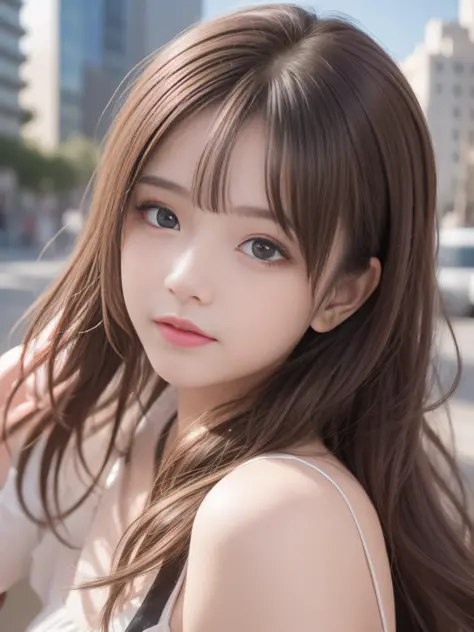 (8k raw photos, highest quality, masterpiece, 8k-UHD), (realistic, photorealistic: 1.37), (anatomically accurate and realistic skin), ultra high resolution, depth of field, film lighting, film grain, very cute 16 year old girl, tips, red eyes, long eyelash...