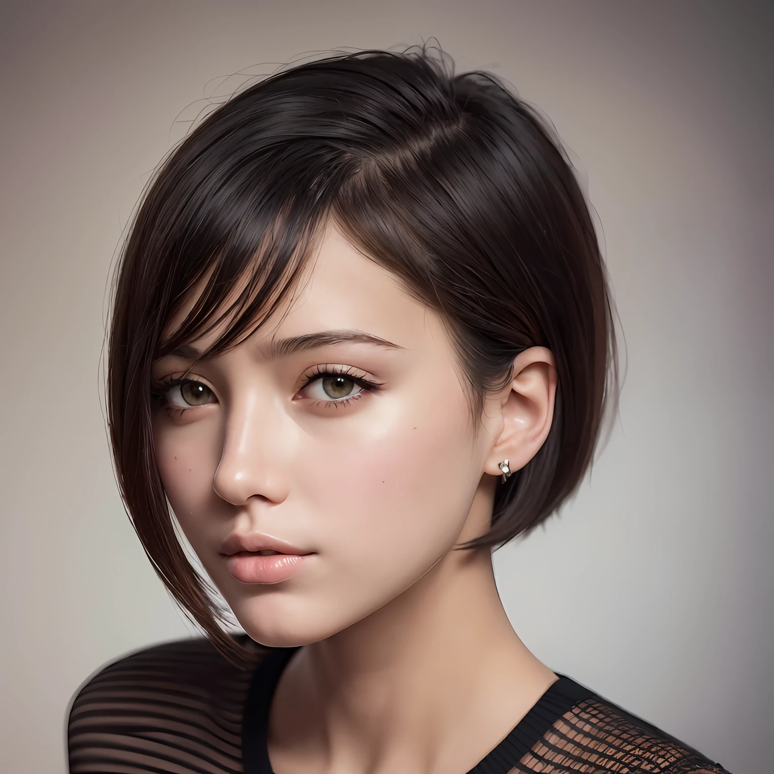 (masterpiece:1.3), (8k, photorealistic, RAW photo, best quality: 1.4), (1girl), beautiful face, (realistic face), (black hair, short hair:1.3), beautiful hairstyle, realistic eyes, beautiful detailed eyes, (realistic skin), beautiful skin, (sweater), absurdres, attractive, ultra high res, ultra realistic, highly detailed, golden ratio --auto