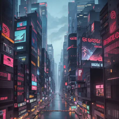 Cyberpunk city at nigth
