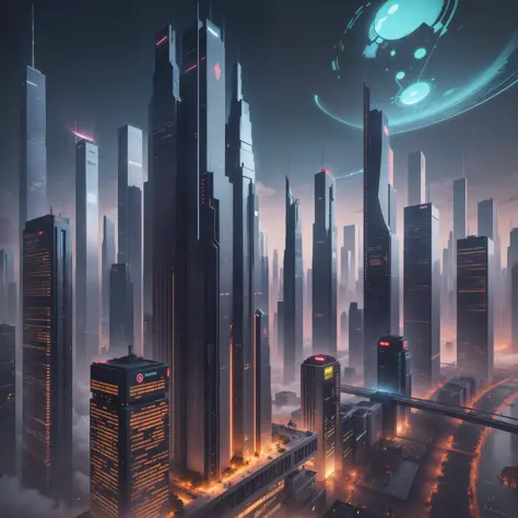 cyber punk　A futuristic world　Skyscrapers　SF Utopia　beste Quality　A masterpie