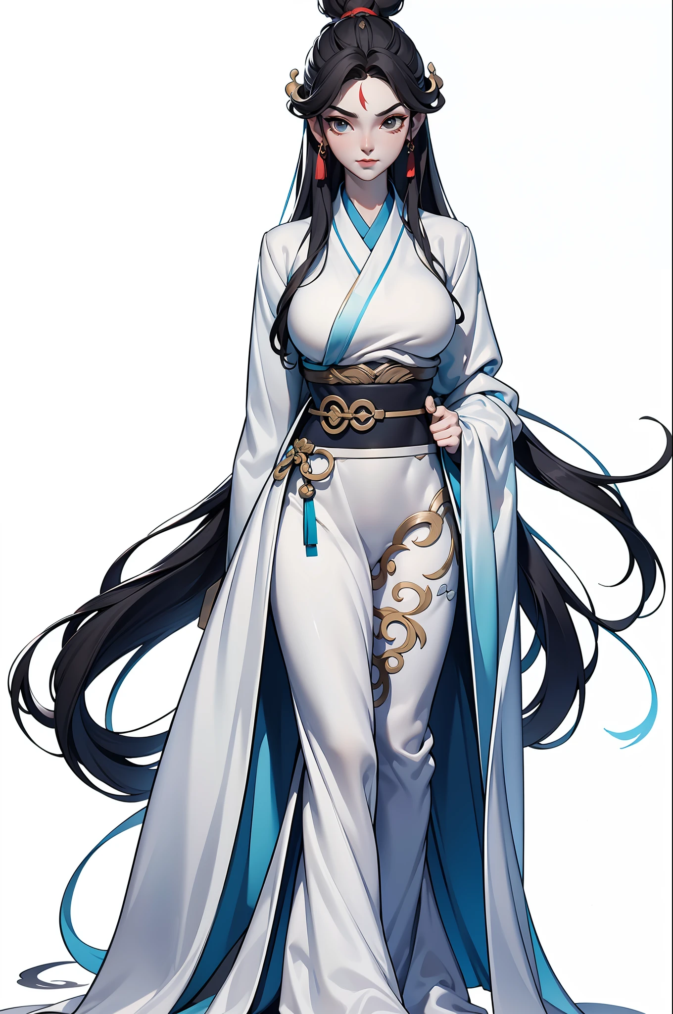 1 mulher, corpo todo, fundo branco, Xianxia, cabelo longo, Acessórios de cabelo lindos, Hanfu, alto detalhe, esboço, eliminar ruído, cinematic grade, fundo branco, Resolução superalta, Melhor sombra, foco nitído, obra de arte, (Papel de parede CG unificado 8k muito detalhado)