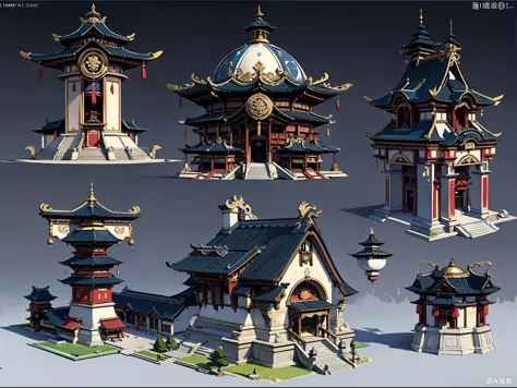 Game Academy，game icons，Ethno-style architecture，Structurally sound、high-definition details，game icons，perfect works，（杰作，premier...