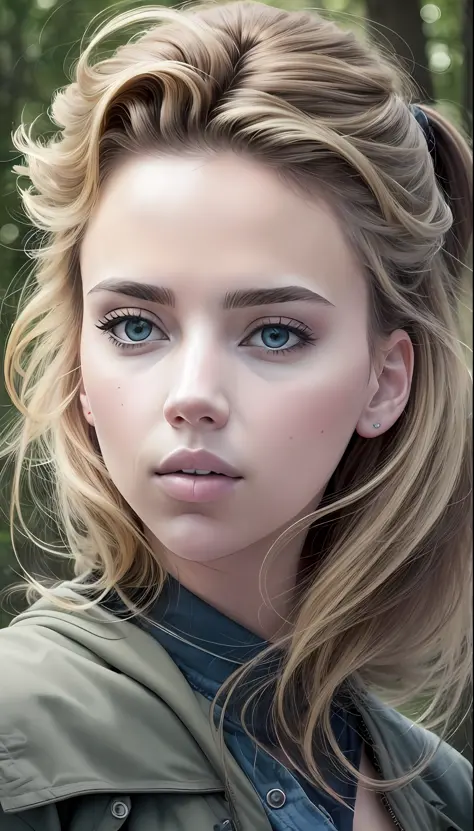 uma mulher com rosto semelhante a Scarlett Johansson misturado com a Jennifer Lawrence, com roupa elfica, (obra-prima: 1.5), (me...