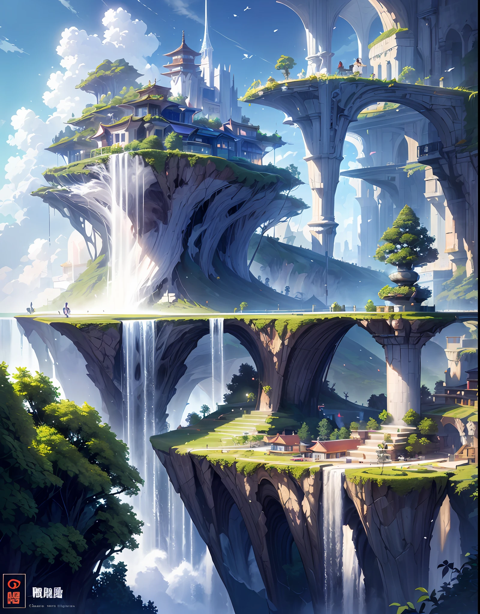 (Garden-like city below:1.4),(The high-rises of the future crisscross the sea:1.2),(Beautiful girl standing on the edge of the waterfall),(((巨作))),(((品质最佳))),((超细节的))((Extremely detailed CG)),((16k wallpaper))((An extremely delicate and beautiful)),{Photorealistic},Full body, Detailed light,full bloom,,,A masterpiece from the Canon EOS R6 shooting,((杰作)) ,cinematiclight,Unreal Engine 5,the creamy smooth skin,underbust,Overlooking,Extreme vistas