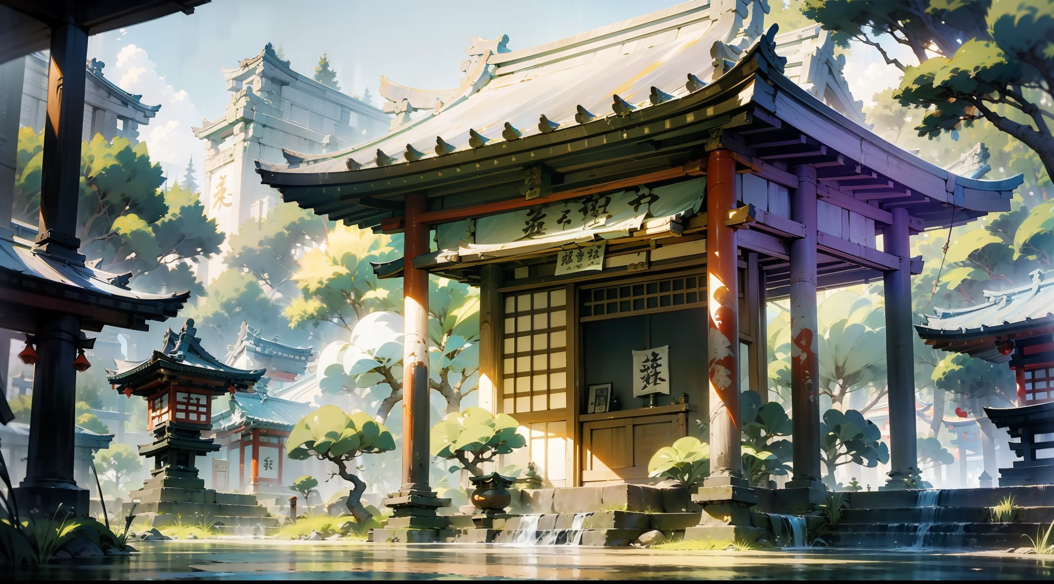 Makoto Shinkai , anime, shrine, gates | 2229x1241 Wallpaper - wallhaven.cc