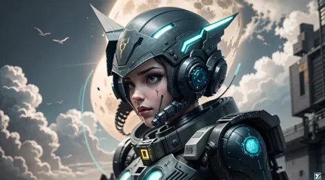 Marine space, Martelo 40,000, mundo em guerra, linda mulher cyberpunk com armadura mecha master chef halo muito detalhado, Mecha...