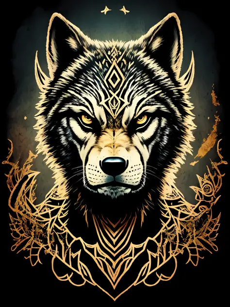 Best Quality, Masterpiece, wolfs, werewolf man、goddesses, Dark background,