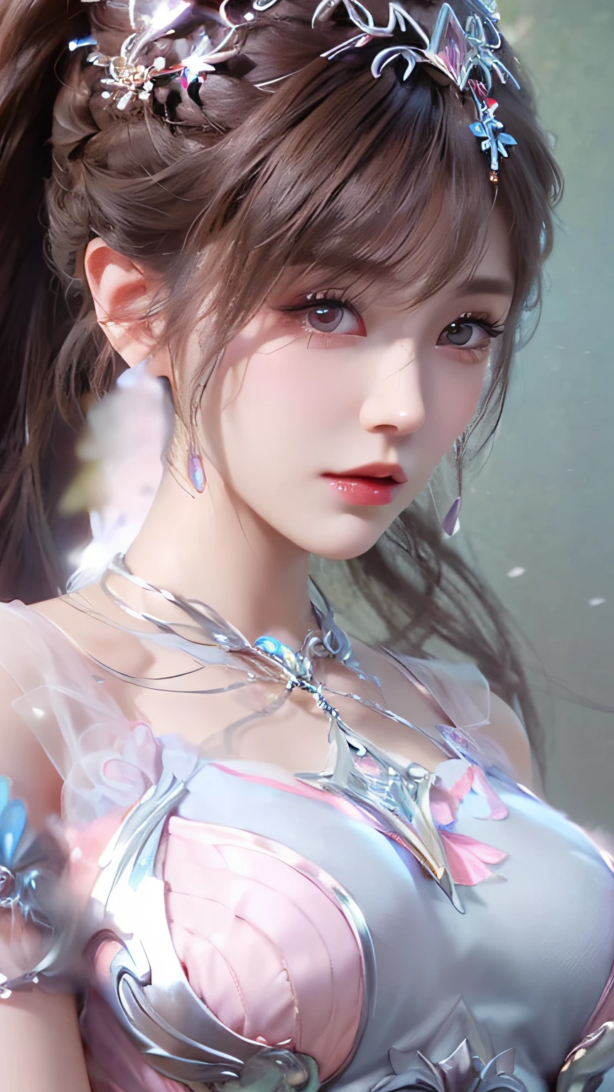 a close up of a woman with a bunny ear and a sword, queen of the sea mu yanling, portrait knights of zodiac girl, lineage 2 revolution style, Smooth anime CG art, Game CG, a beautiful fantasy empress, intricate ornate anime cgi style, drak, cinematic goddess close shot, anime goddess, Waifu, photorealistic anime girl rendering