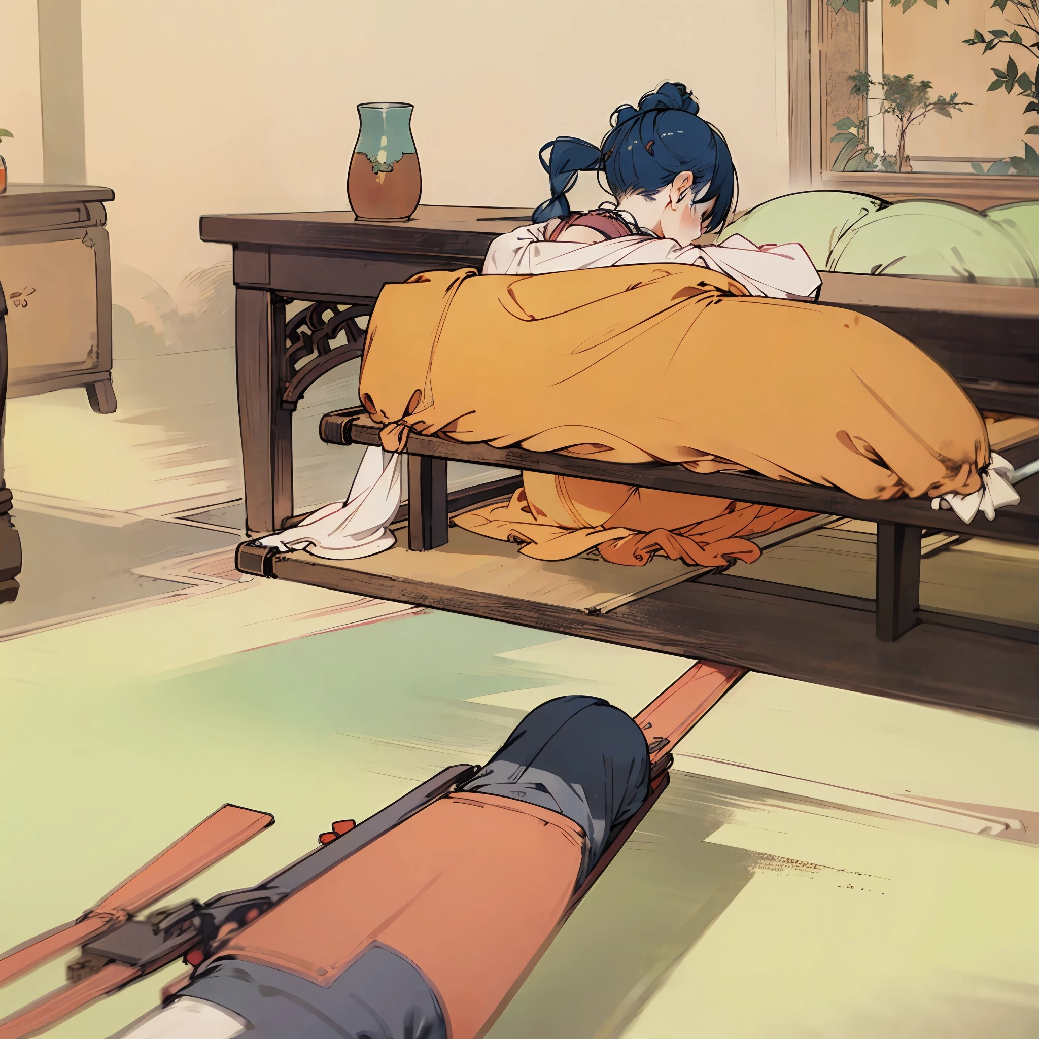 Anime scene of a couple of people laying on a bed - SeaArt AI