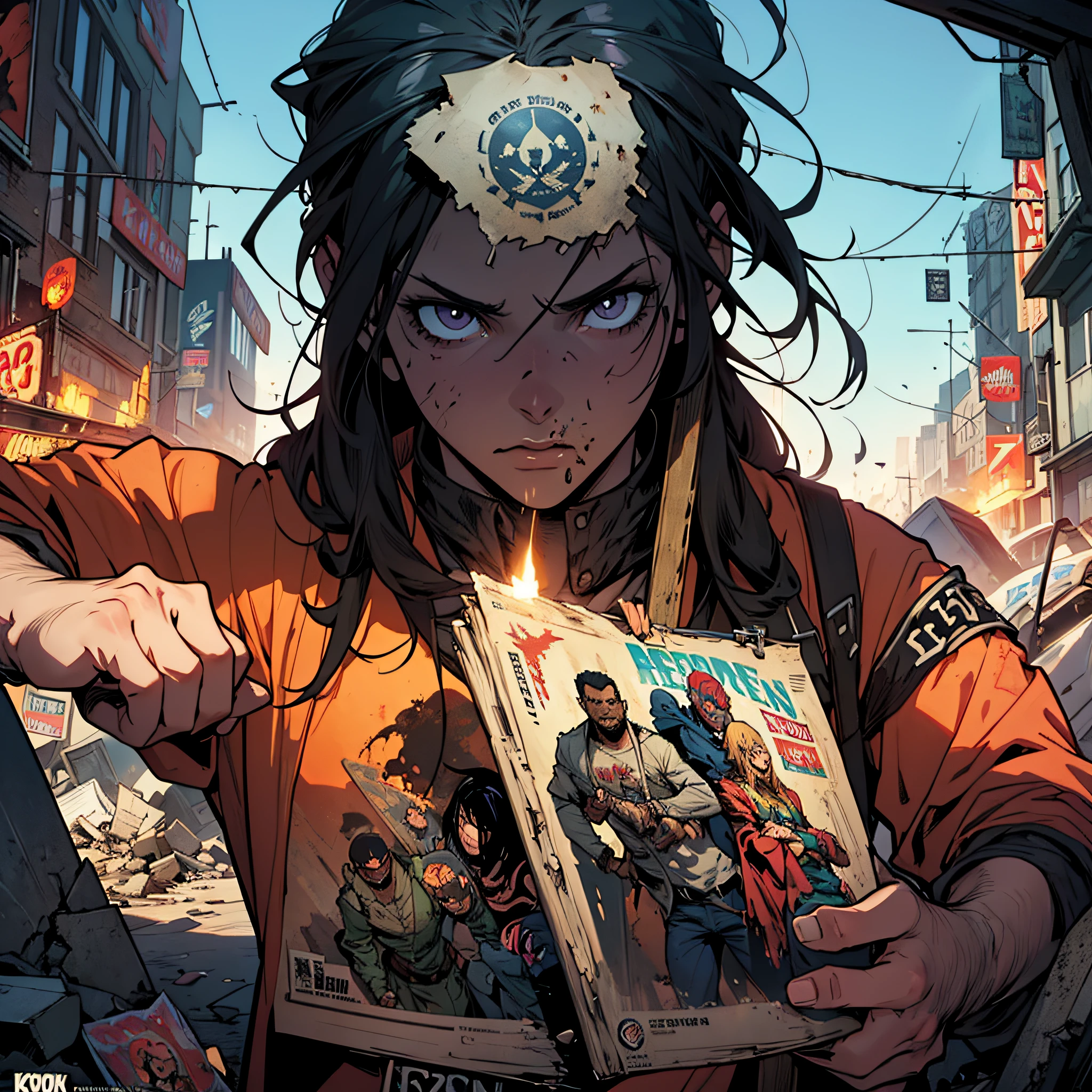 A woman holding a comic book in her hands - SeaArt AI