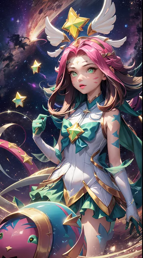 best quality, intricate details,
1girls, neeko, facial marks, star guardian neeko，multicolored hair, dress, star guardian \(leag...