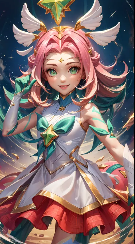 (masterpiece:1.4), (best quality:1.2), star guardian neeko, 1girl, multicolored hair, dress, star guardian \(league of legends\)...