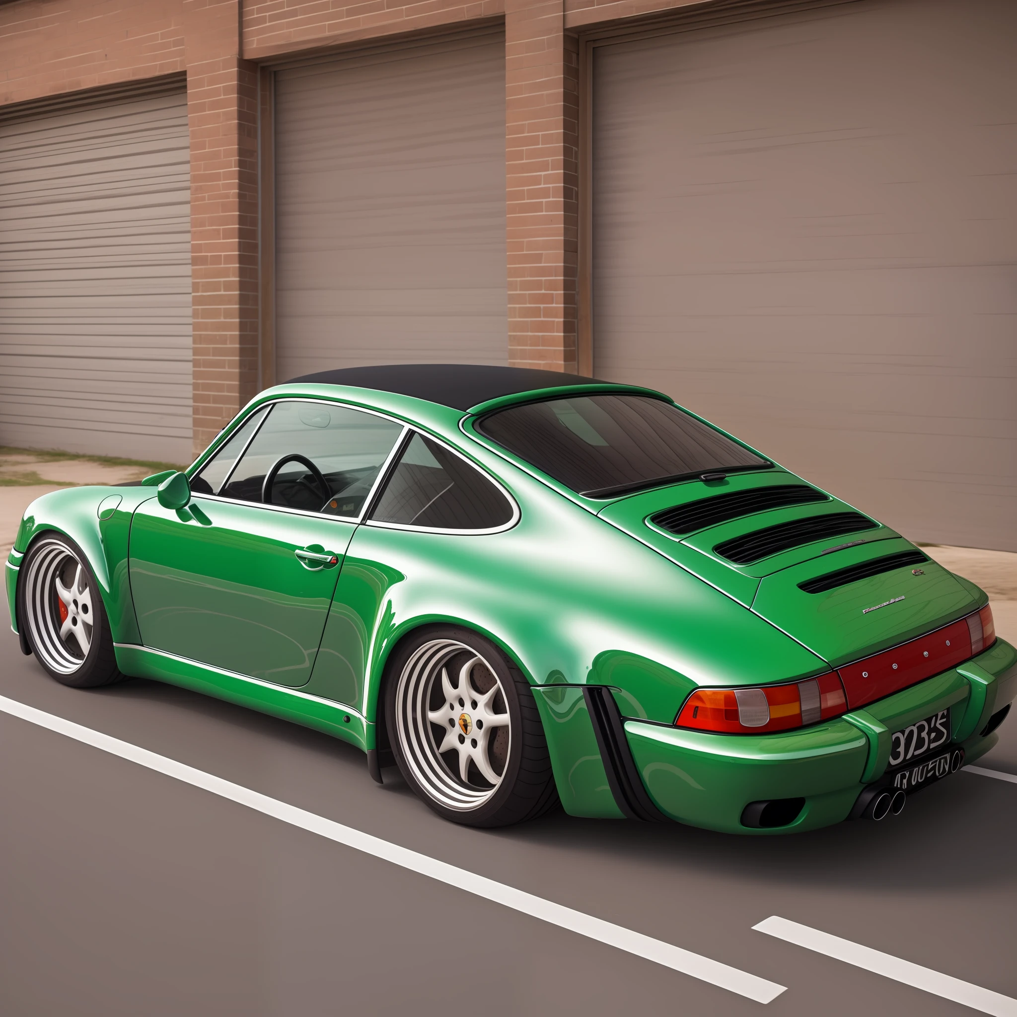 Porsche 964，RWB，broad body，refit，Green body，Large tail wing，Low lying down