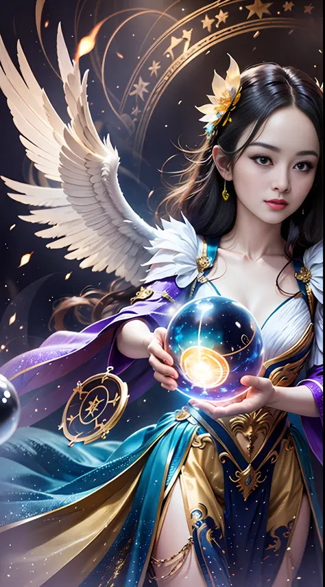 hi，ela！Please create a creature of light，beautiful angel，Magical Spirit of Light。Explore your creativity，Depicting this mysterio...