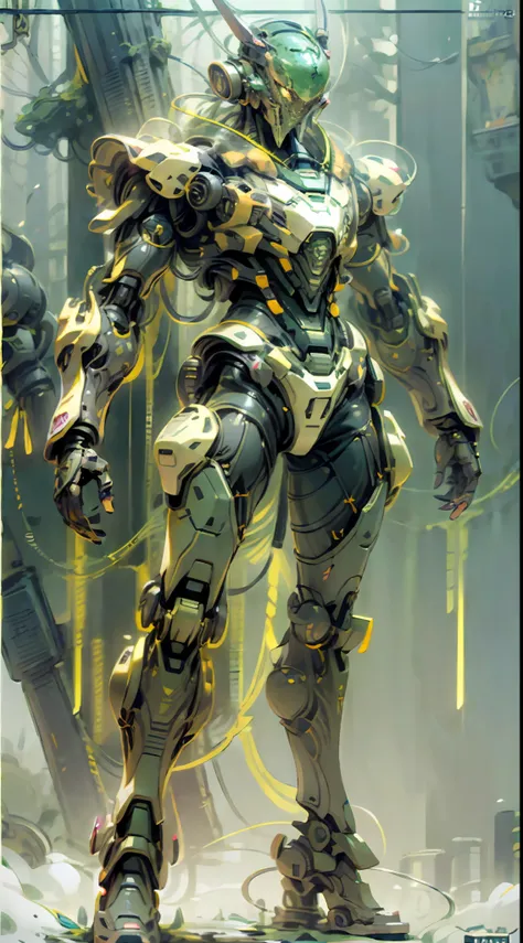 A concept art of full body Armoured Warrior HUMANOID White ROBOT ...