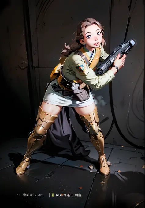 Soldado futurista sosteniendo un arma, Japanese, Ropa futurista, Botas militares cyberpunk, Muy elaborado, Altamente detallado,E...