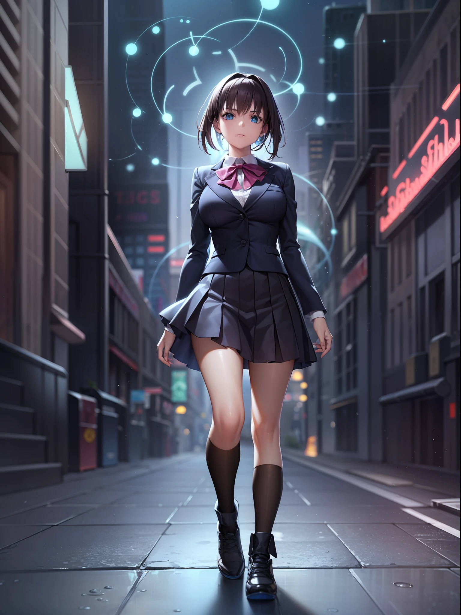 （Digital artwork：1.3），（a sketch：1.1）（（Octane rendering）），City Street，High-rise tail alley，（Girl magician，JK school uniform），（（Blue braids）），（（A huge glowing magic array under your feet）），（（Complex luminous runes）），Realistic digital painting portrait，shot at 8k resolution，Gasoline liquid，color pastel，splashart，Magical universe of pink and blue and purple，Lithography in intricate details，（light particules：1.2），（game concept：1.3），（deep of field:1.3),Global illumination,with rich details,Trends on ArtStation，（（illustrious）），ultra fine，16K resolution