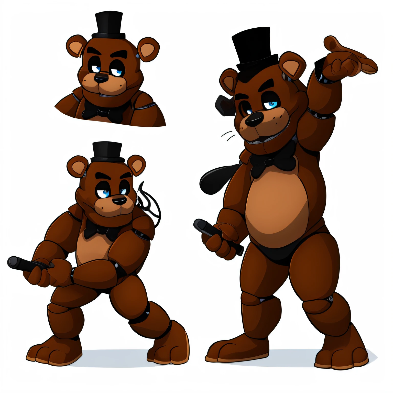 Um close de um urso de desenho animado com poses diferentes - SeaArt AI